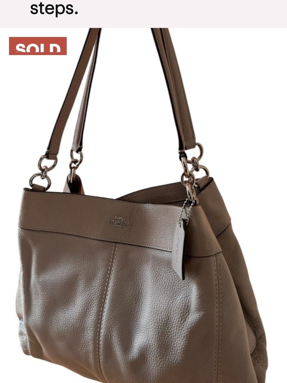 Coach Pebbled Leather Shoulder Bag in Taupe